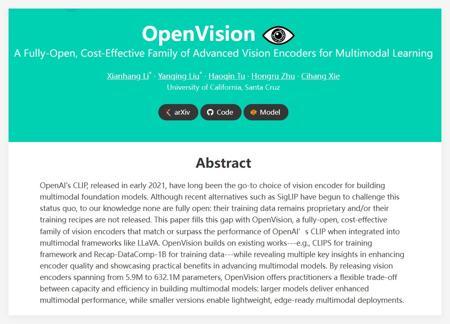 新一代开源视觉编码器 OpenVision 发布:超越 CLIP 与 SigLIP 的强大选择