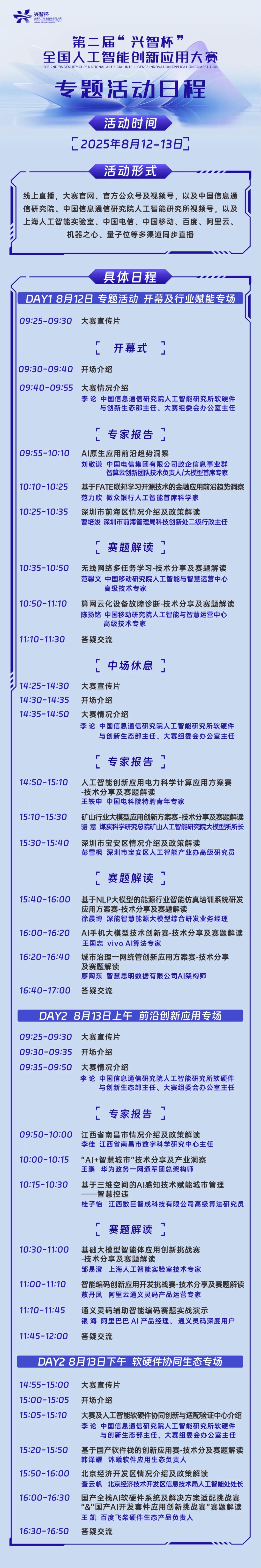 第二届 “兴智杯” 全国人工智能创新应用大赛专题活动明天开启